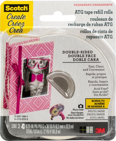 Picture of Scotch Advanced Tape Glider Acid-Free Refills 2/Pkg .25"X36yd Each, For Use In 085