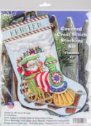 Picture of Santa's Train Stocking Counted Cross Stitch Kit 17" Long 14 Count