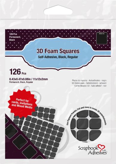 Picture of Scrapbook Adhesives 3D Self-Adhesive Foam Squares 126/Pkg Black, .5"X.5"