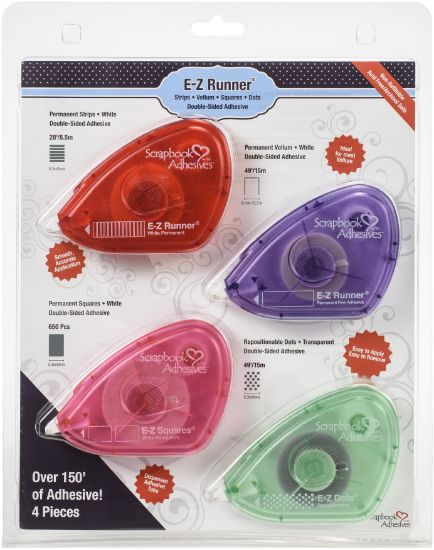 Picture of Scrapbook Adhesives E-Z Runner Value Pack 4/Pkg Strips, Vellum, Squares & Dots