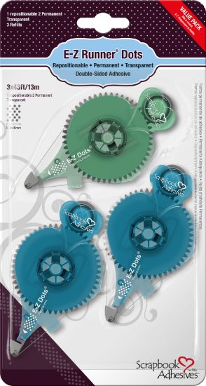 Picture of Scrapbook Adhesives E-Z Runner Dots Value Pack 3/Pkg 1-Repo/2-Perm, .3"X42', Total 126'