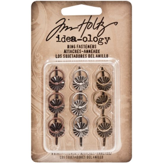 Picture of Idea-Ology Ring Fasteners .25" 9/Pkg Antique Nickel, Brass & Copper