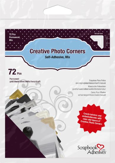 Picture of Scrapbook Adhesives Paper Photo Corners Self-Adhesive 72/Pkg .5" Variety Pack
