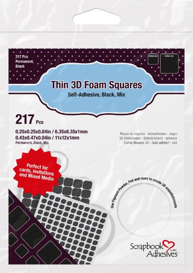 Picture of Scrapbook Adhesives Thin 3D Adhesive Foam Squares 217/Pkg Black (63) .43"X.47" & (154) .25"X.25"