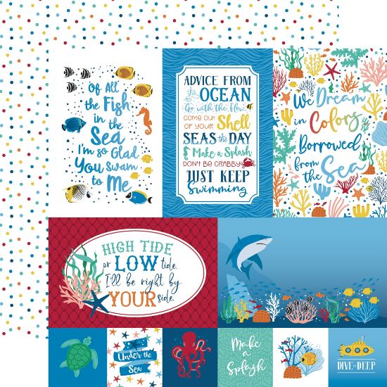 Picture of Sea Life Double-Sided Cardstock 12"X12"-4"X6" Journaling Cards