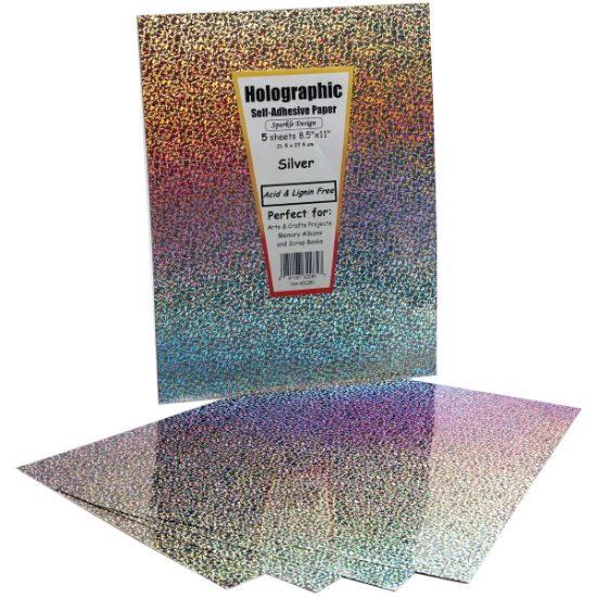 Picture of Self-Adhesive Specialty Paper 8.5"X11" 5/Pkg Silver Holographic