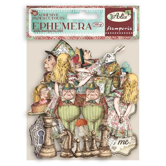 Picture of Stamperia Cardstock Ephemera Adhesive Paper Cut Outs-Alice