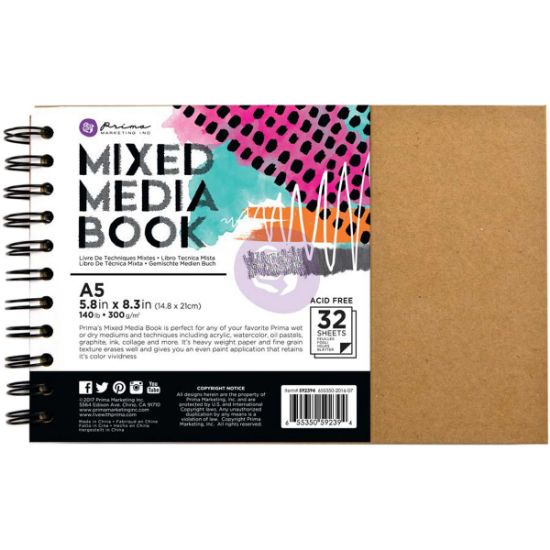 Picture of Prima Mixed Media A5 Spiral Bound Kraft Book W/32 Sheets