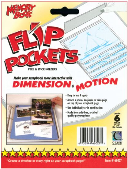 Picture of Memory Book Flip Pockets Peel & Stick Holders 4"X6" 6/Pkg  