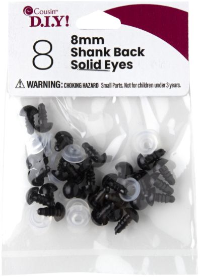 Picture of Shank Back Solid Eyes 8mm 8/Pkg Black
