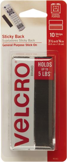 Picture of VELCRO(R) Brand Sticky Back Strips 3.5" 10/Pkg Black