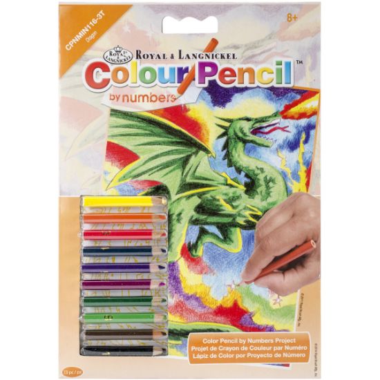 Picture of Mini Color Pencil By Number Kit 5"X7" Dragon