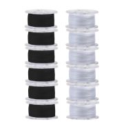Picture of Transparent Plastic Class 15 Bobbins - Threaded In Case Black & White 12/Pkg