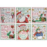 Picture of Merry Stitchmas Ornaments Counted Cross Stitch Kit 3.5"X3.5" 14 Count Set Of 6