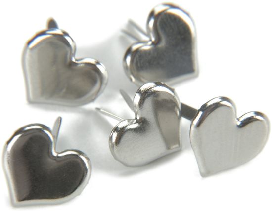 Picture of Metal Paper Fasteners 50/Pkg Hearts - Silver