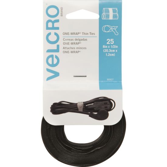 Picture of VELCRO(R) Brand ONE-WRAP(R) Thin Ties 8"X1/2" 25/Pkg Black