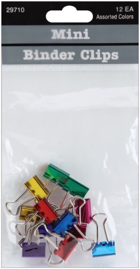 Picture of Mini Binder Clips .5" 12/Pkg Assorted Colors