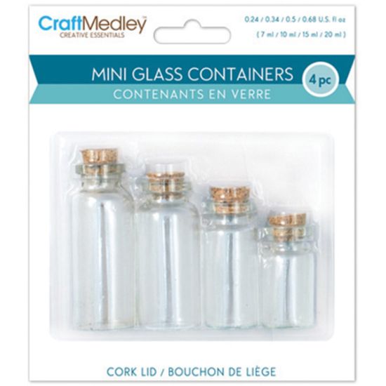 Picture of Mini Glass Containers W/Cork Lids 4/Pkg 7ml, 10ml, 15ml & 20ml