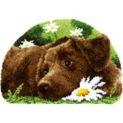 Picture of Vervaco Shaped Rug Latch Hook Kit 27.5"X18.5" Chocolate Labrador