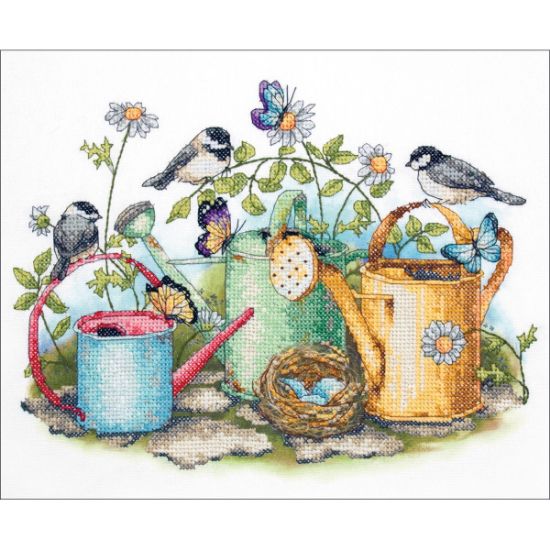 Picture of Watering Cans Stamped Cross Stitch Kit 14"X11"