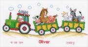 Picture of Vervaco Counted Cross Stitch Kit 14.5"X7.5" Tractor/Animals Record On Aida (14 Ct)
