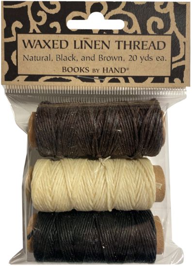 Picture of Waxed Linen 5 Ply Thread 3/Pkg Natural, Brown, Black; 20yds Each
