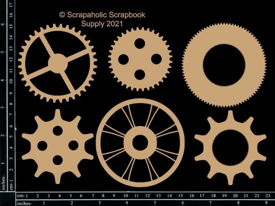 Picture of Scrapaholics Laser Cut Chipboard 2mm Thick-Memoirs Cogs, 6/Pkg, 2"-3"