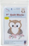 Picture of Jack Dempsey Stamped White Quilt Blocks 9"X9" 12/Pkg Owl on Branch