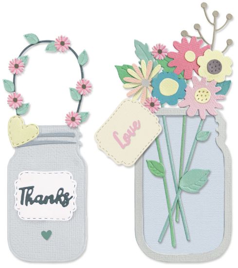Picture of Sizzix Thinlits Dies By Lisa Jones 17/Pkg Jar Of Flowers
