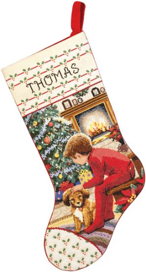 Picture of Waiting For Santa Stocking Counted Cross Stitch Kit 18" Long 14 Count