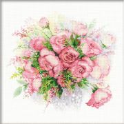 Picture of Watercolor Roses Counted Cross Stitch Kit 11.75"X11.75" 14 Count