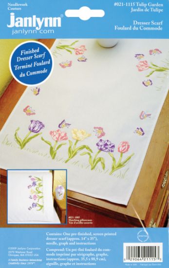 Picture of Stamped Embroidery Dresser Scarf 14"X35" Tulip Garden