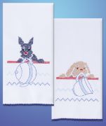 Picture of Stamped Kitchen Towels For Embroidery 17"X30" 2/Pkg Dogs