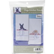 Picture of Stamped Kitchen Towels For Embroidery 17"X30" 2/Pkg Dogs