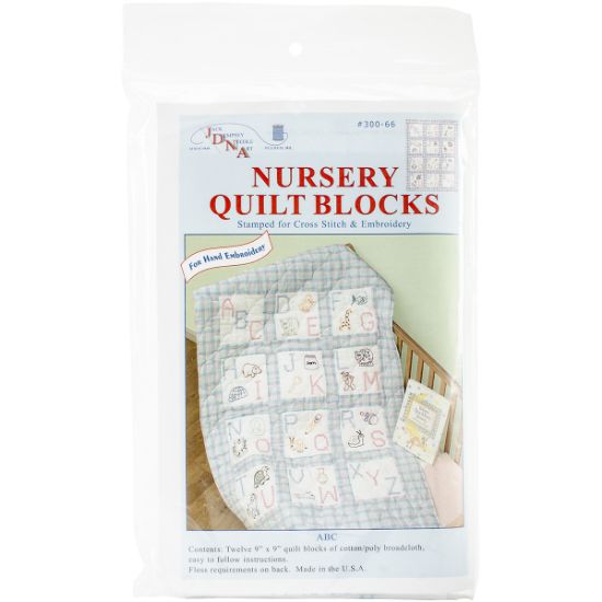 Picture of Stamped White Nursery Quilt Blocks 9"X9" 12/Pkg ABC