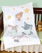 Picture of Stamped White Quilt Crib Top 40"X60" Praying Bear & Friends