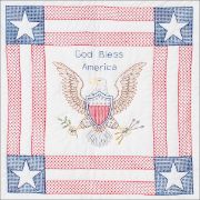 Picture of Stamped White Wall Or Lap Quilt 36"X36" God Bless America
