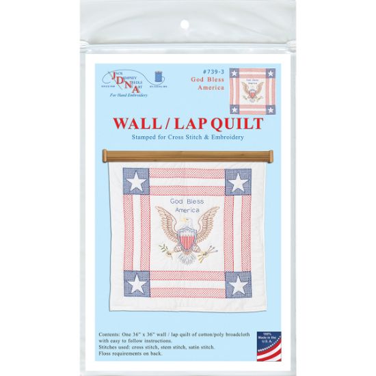 Picture of Stamped White Wall Or Lap Quilt 36"X36" God Bless America