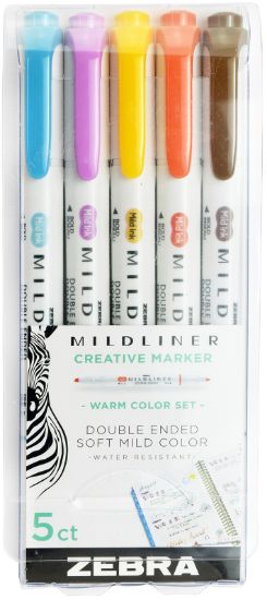 Picture of Zebra Mildliner Double Ended Marker Bold & Fine Point 5/Pkg Warm