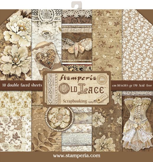 Picture of Stamperia Double-Sided Paper Pad 12"X12" 10/Pkg Old Lace, 10 Designs/1 Each