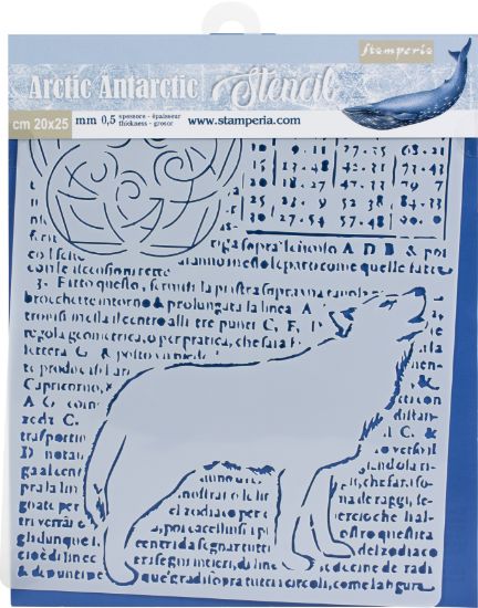 Picture of Stamperia Stencil 7.87"X9.84" Wolf, Arctic Antarctic