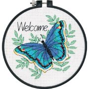 Picture of Learn-A-Craft Welcome Butterfly Counted Cross Stitch Kit 6" Round 14 Count