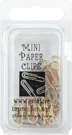 Picture of Mini Metal Paper Clips .5"X.25" 25/Pkg Silver, Copper & Brass