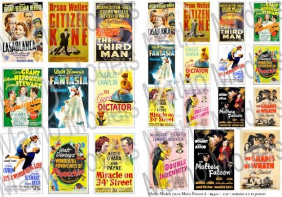 Picture of 1/35 Movie Posters 1940s Printed Paper (24) (12 different types in 2 sizes)