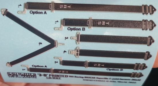 Picture of 1/24 3D Color TRS Nascar Superlite 6-Point Racing Seatbelts/Harness Black