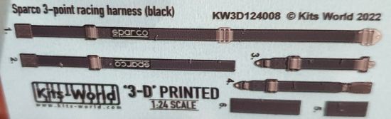 Picture of 1/24 3D Color Sparco 3-Point Racing Seatbelts/Harness Black
