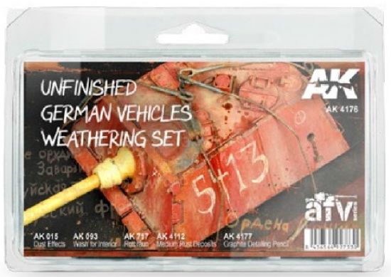 Picture of AFV Series: Unfinished German Vehicles Weathering Enamel Set (4 Colors, 2 Pencils) 35ml/17 Bottles (D)