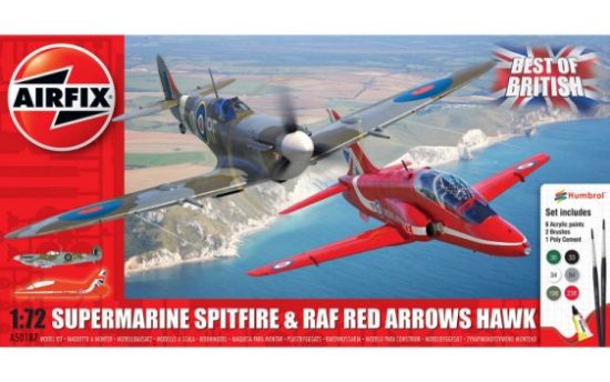 Picture of 1/72 Supermarine Spitfire & RAF Red Arrows Hawk Best of British Gift Set w/paint & glue