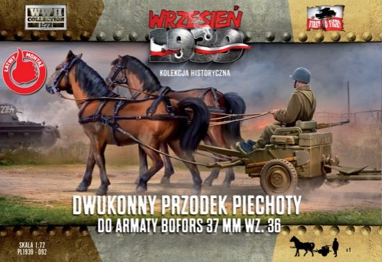 Picture of 1/72 WWII Horse-Drawn Cart w/2 Horses & Soldier for Bofors 37mm z36 Gun
