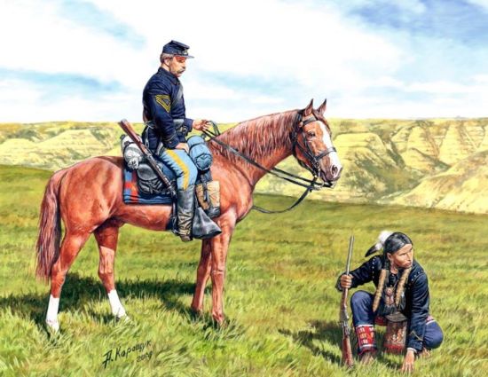Picture of 1/35 Civil War Yankee Scout & Indian Tracker w/Horses